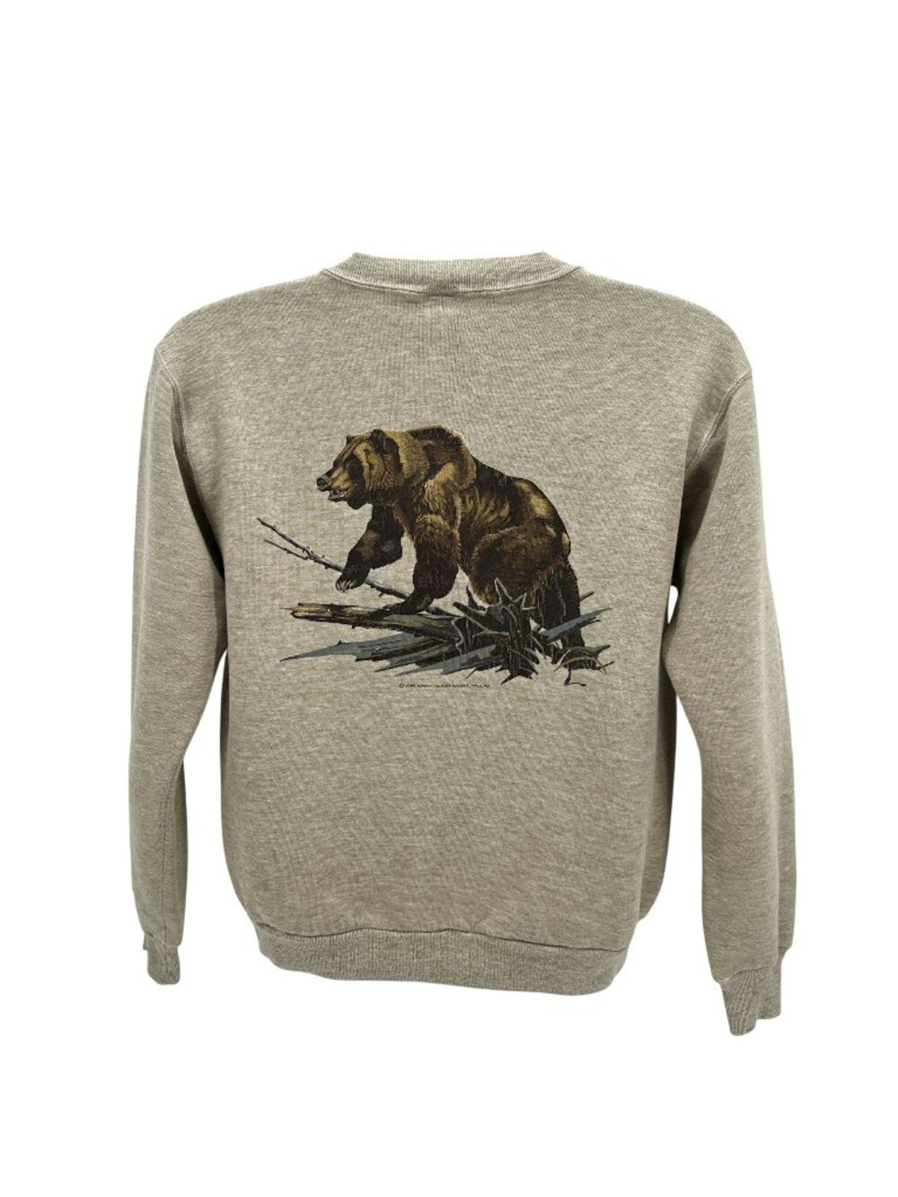 Vintage Russell Athletic Adult Medium Sweatshirt Alaska 1984 Bear Heather Tan